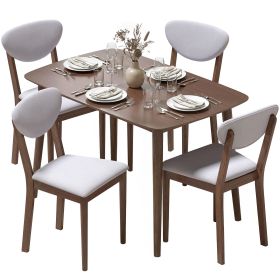 5-Piece Dining Table Set for 4, Mid-Century Modern Kitchen Table and Chairs, Light Gray